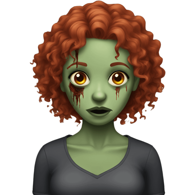 Zombie girl with hands and red curly hair emoji