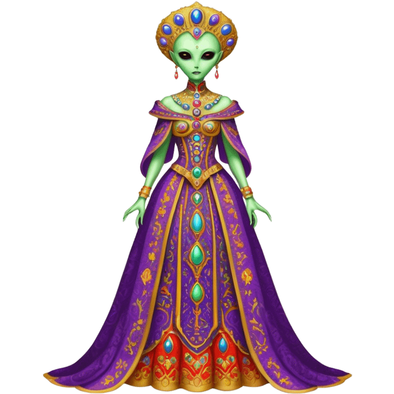 a alien woman full body in Romanov dress emoji