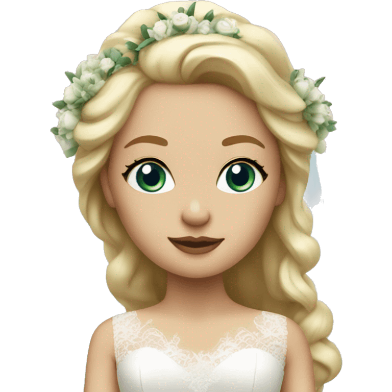 bride with blonde hair, greenish-blue eyes emoji