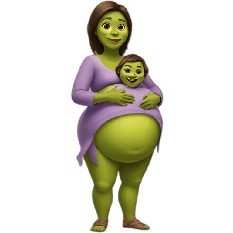 Shrek woman with big belly with kid inside of it emoji