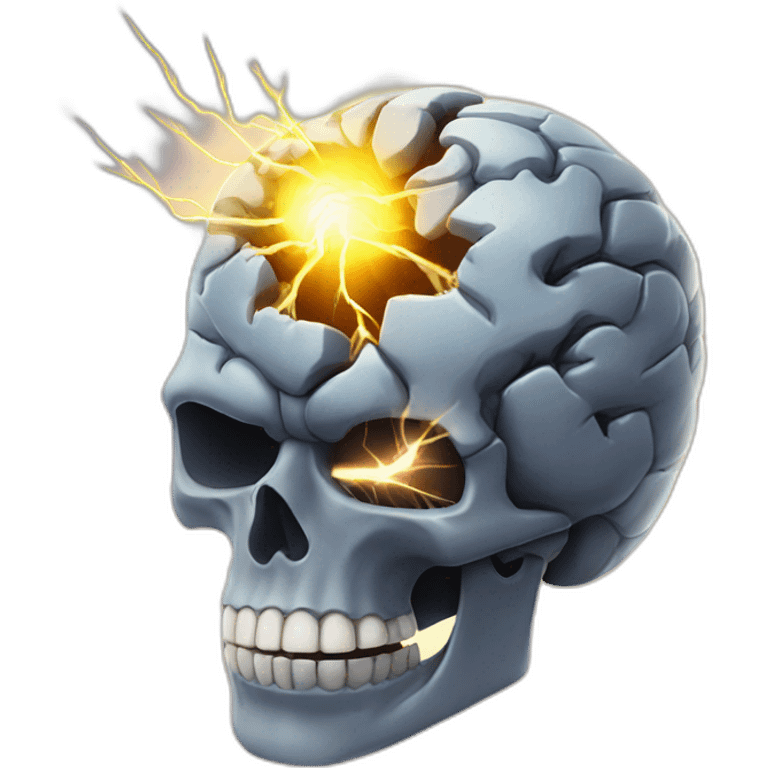 Super brain inside a skull with lightning coming out of it emoji