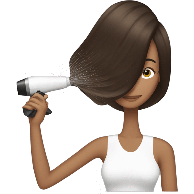 Brunette girl blow drying hair emoji