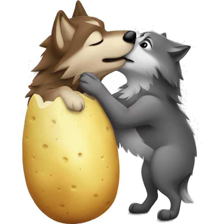 Wolf kissing potato emoji