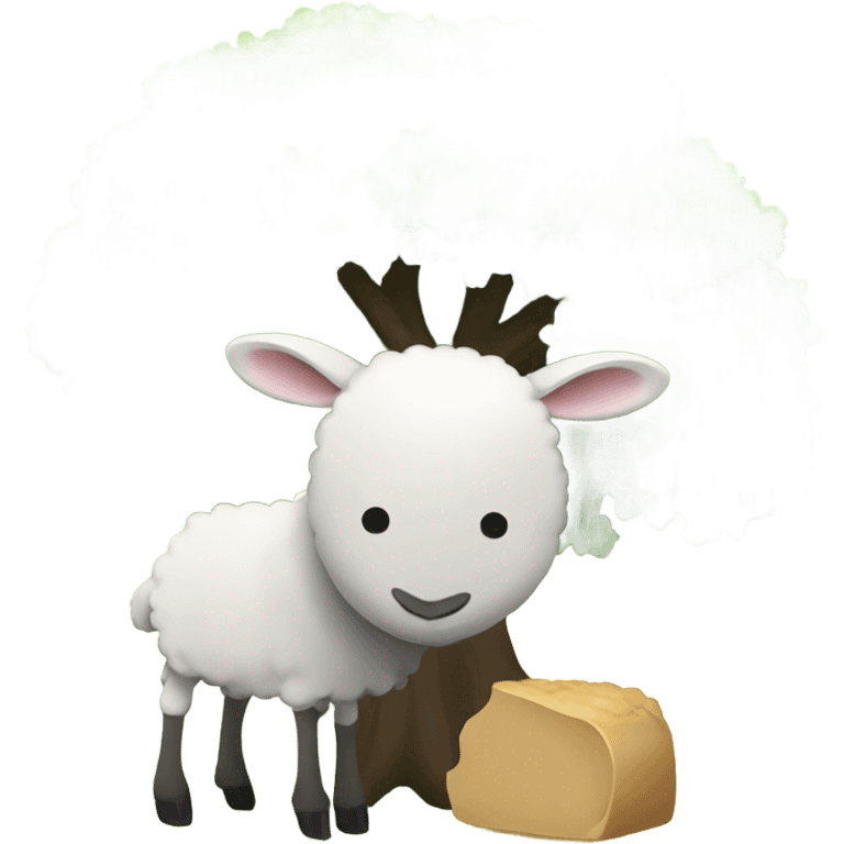 a sheep eats under a tree emoji