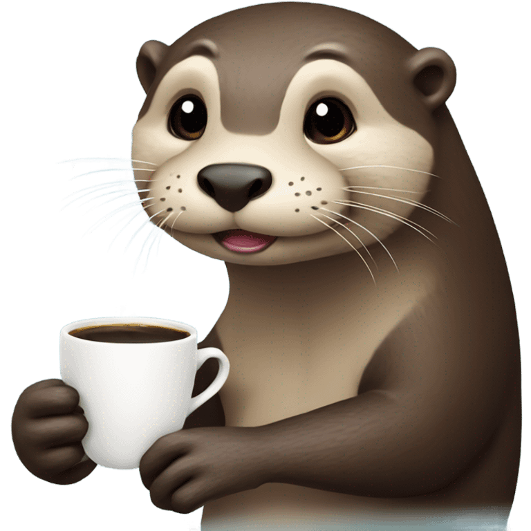 Otter drinking a cup of coffee emoji