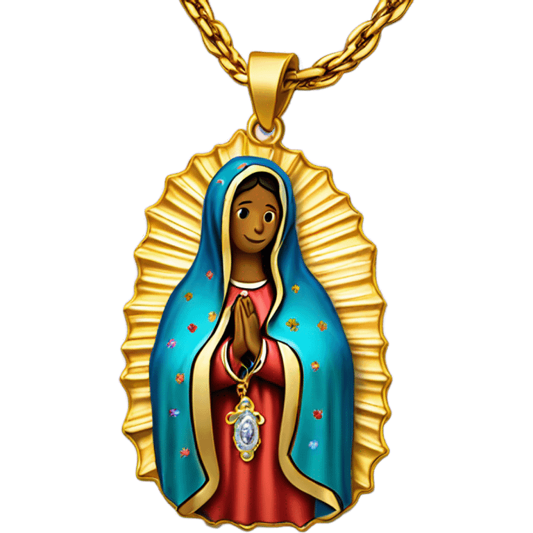 Gold chain Virgen de Guadalupe emoji