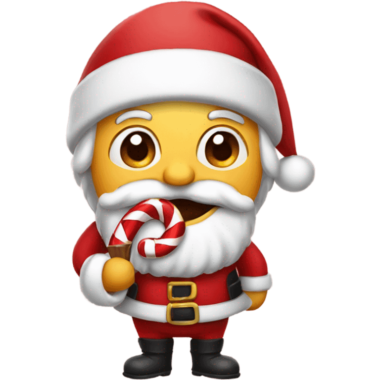 Santa eating a candy cane  emoji