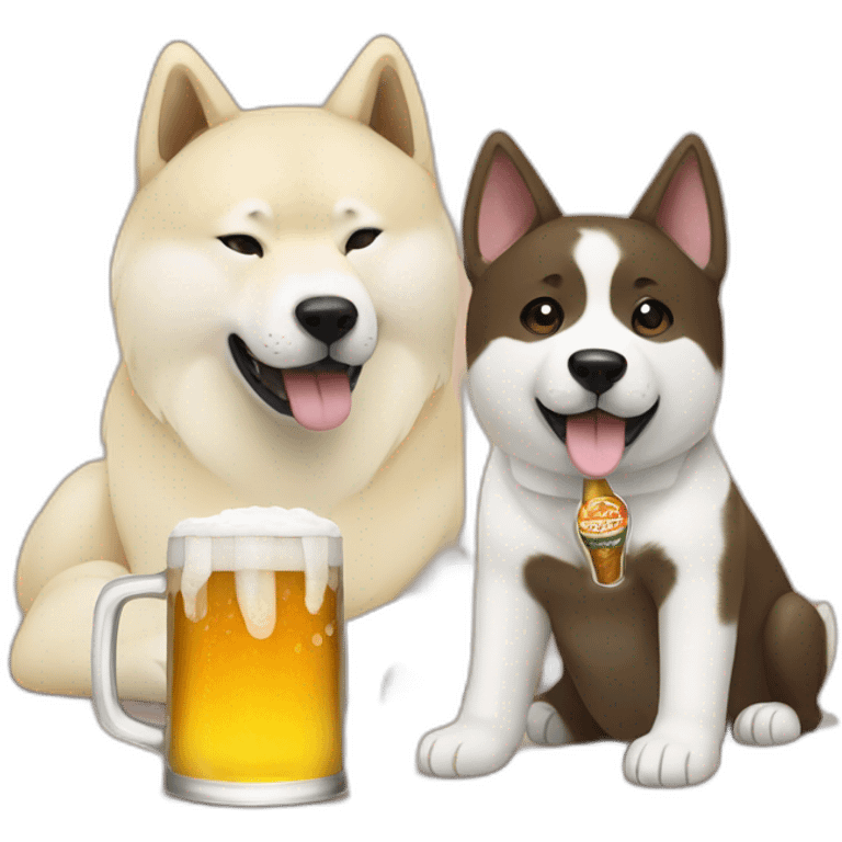 Akita-inu and Labrador drinking beer emoji