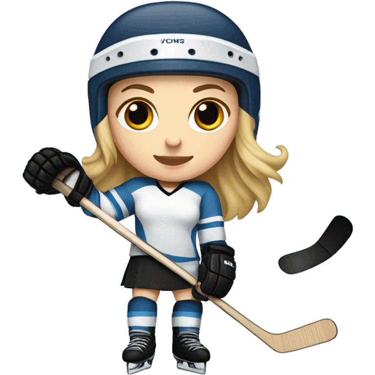 white brown hair Girl ice hockey player  emoji