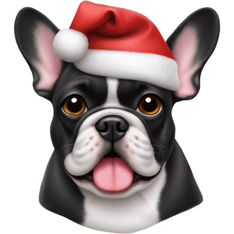 French bulldog with Santa hat emoji