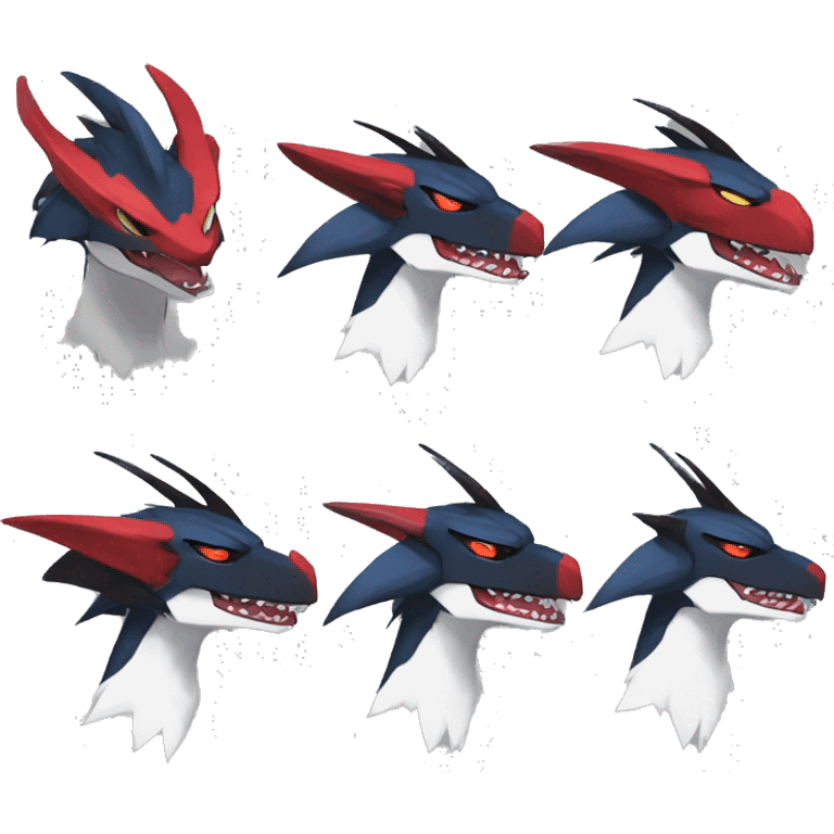 Black Cool Edgy Anthro Noivern-Nargacuga-Silvally-Sergal-Garchomp-Fakémon  with White and Red Edgy markings emoji