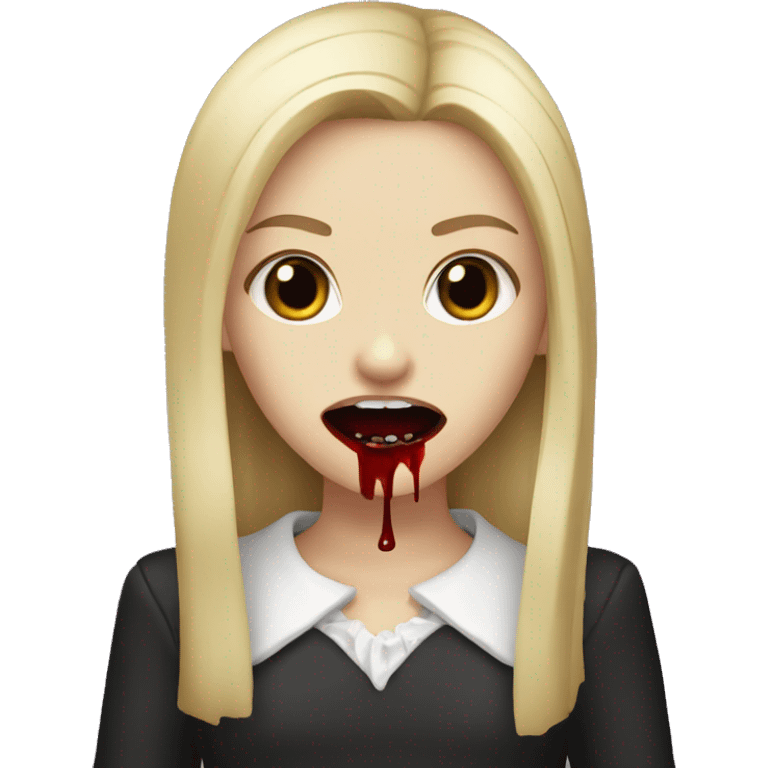 vampire blond girl with blood in her mouth emoji