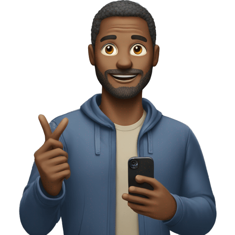 Man with iphone 13 taking selfie  emoji