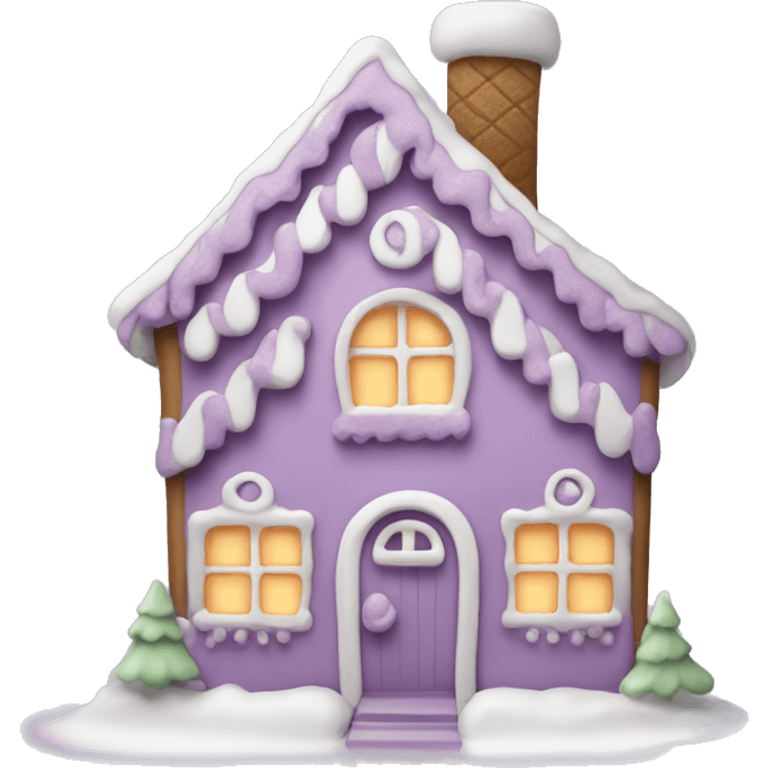 Cosy light purple gingerbread house  emoji