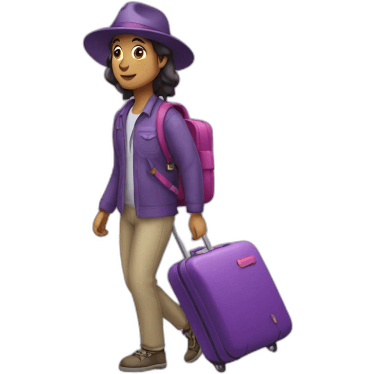 a traveller walking with purple luggage emoji