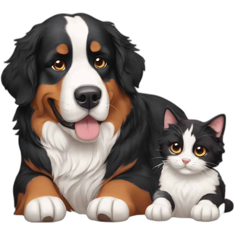 Bernese dog with cat emoji