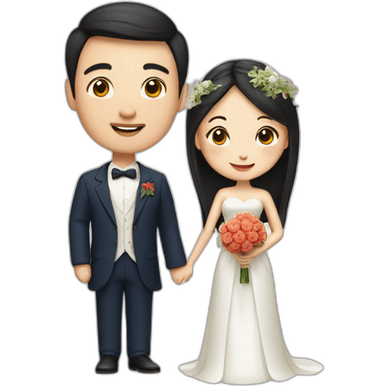 chinese woman and french men getting married emoji