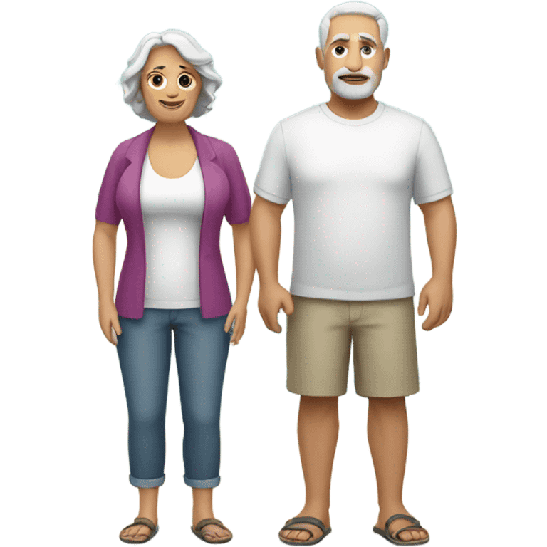 White heavyset middle-aged couple on the beach emoji