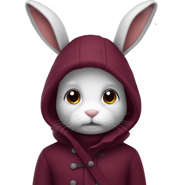 Winter bunny with burgundy outfit emoji