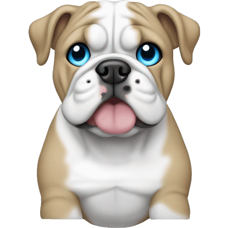 Create a white English bulldog with blue eyes and tees  emoji