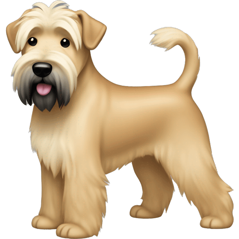 Wheaten terrier with long lighter color hair, darker color ears and black chin emoji