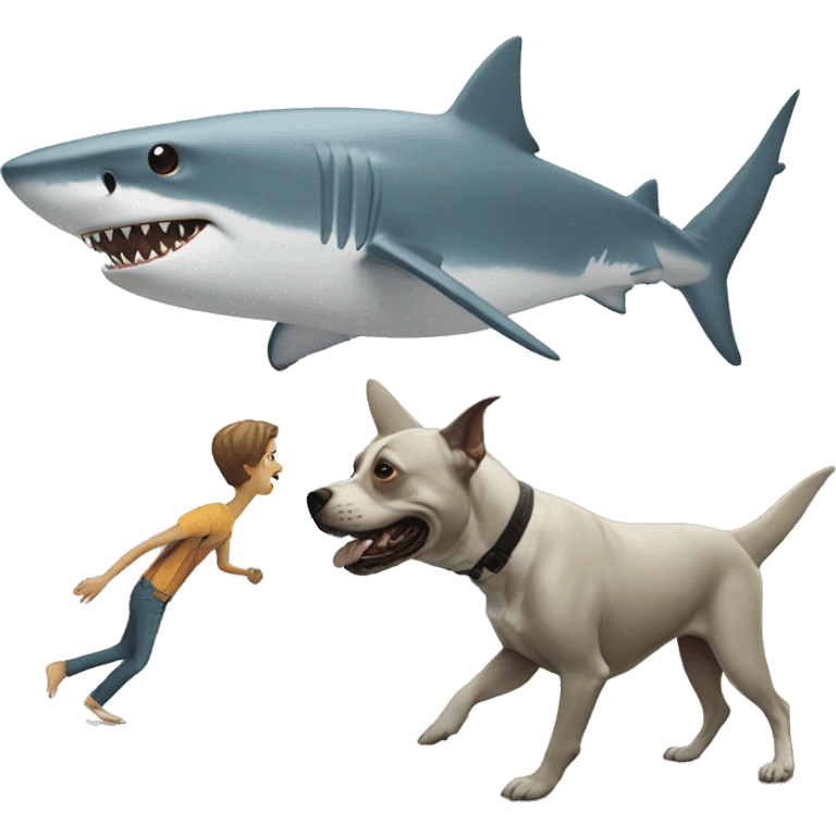 Shark with legs walking a dog emoji