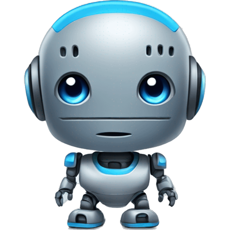 modren cute robot gray and blue looks like logo emoji