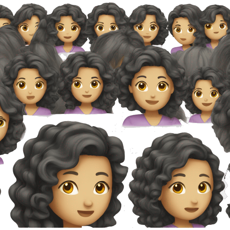 Asian woman with long curly hair emoji