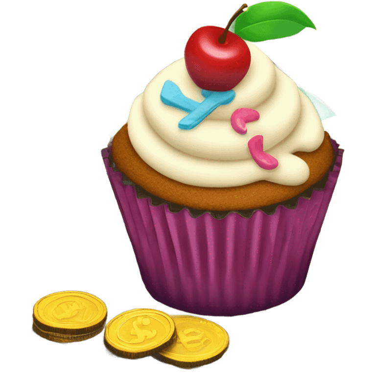 Delicious cupcake with some money emoji