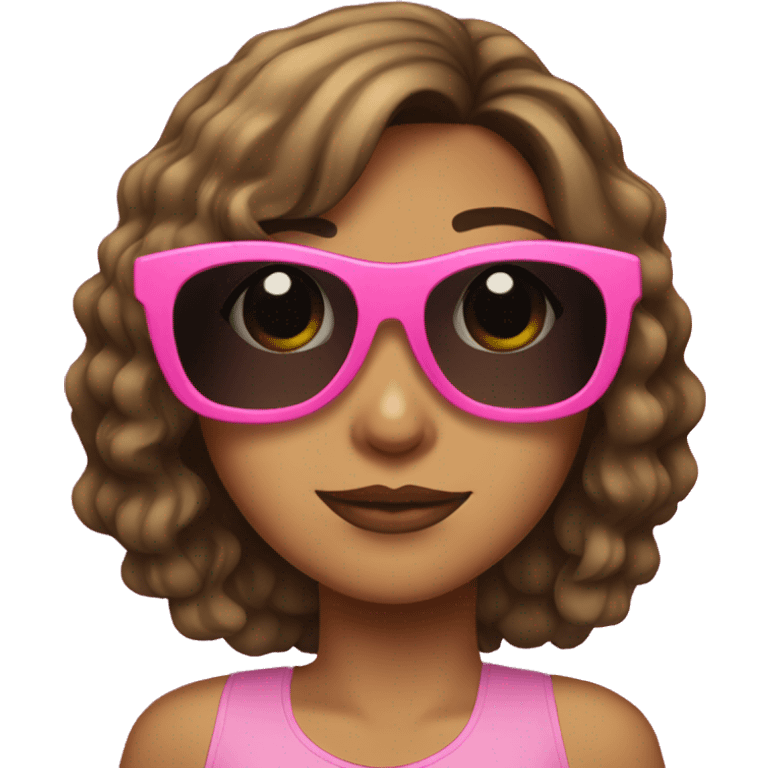 Latina with midlong hair and pink sunglasses  emoji