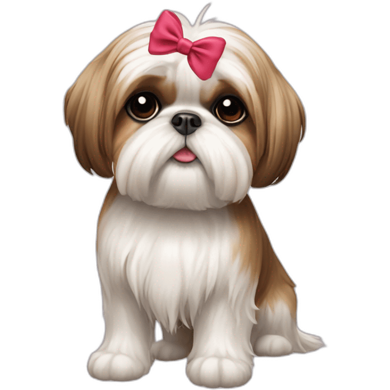 Dog Shih Tzu with a bow on his head full-body emoji