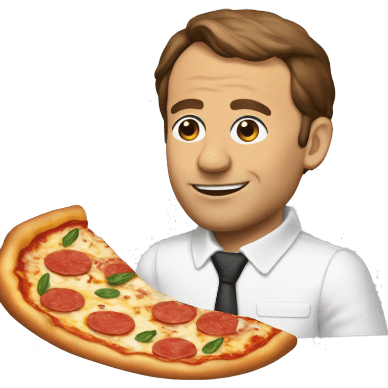 Macron mange pizza emoji