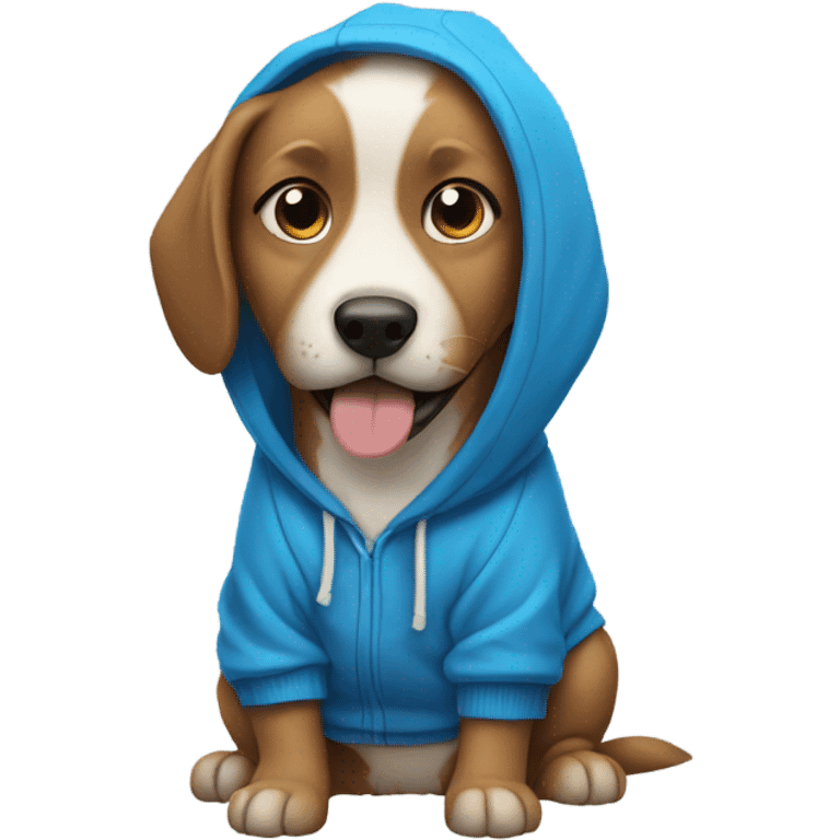 Dog wearing a blue hoodie emoji