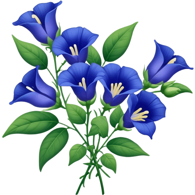 big bouquet Blue Butterfly Pea flower, stem, leaf emoji