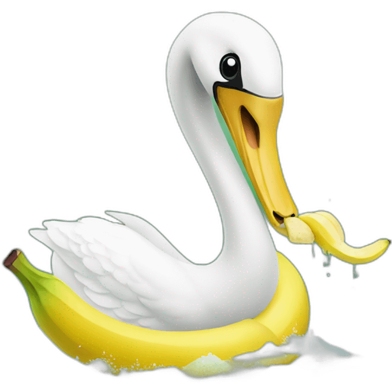 Swan eating banana  emoji