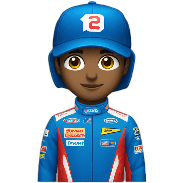 Aytron senna with a blue baseballcap and red racing suit emoji