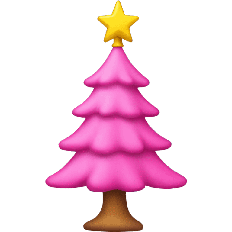 pink christmas tree with yellow star on top emoji