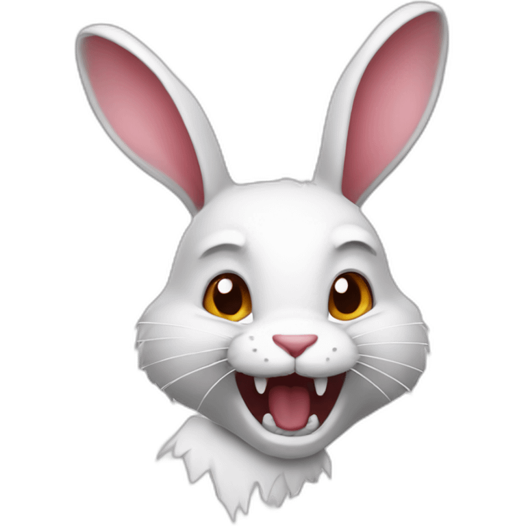 white rabbit with sharp fangs emoji