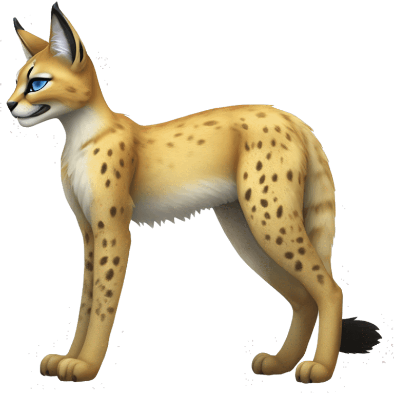 Cute Kawaii Cool Edgy Epic Ethereal Sparkly Colorful Sergal-Serval-Caracal-Vernid full body emoji