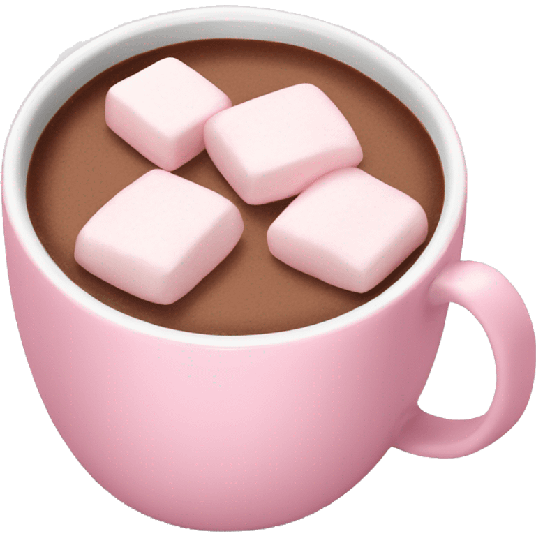 Light Pink mug of hot chocolate with marshmallows  emoji