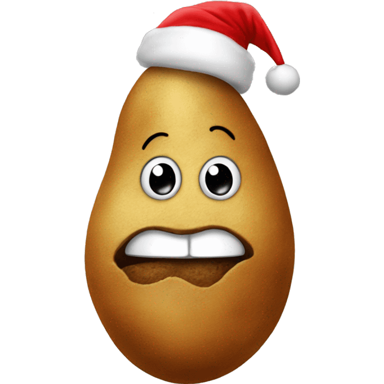 A sassy potato with big lips wearing a Santa hat  emoji