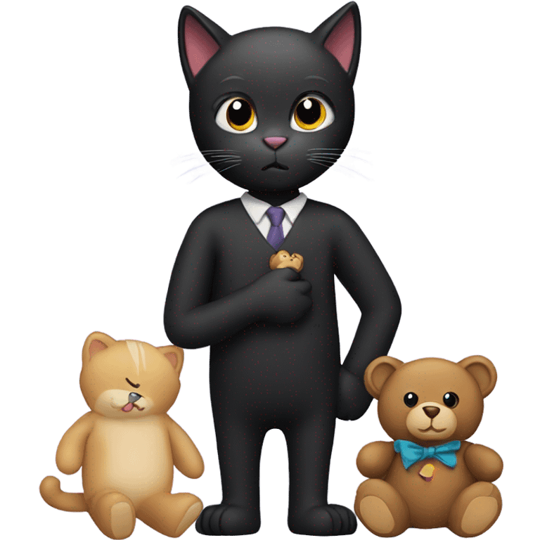 Black cat holding a teddy bear  emoji