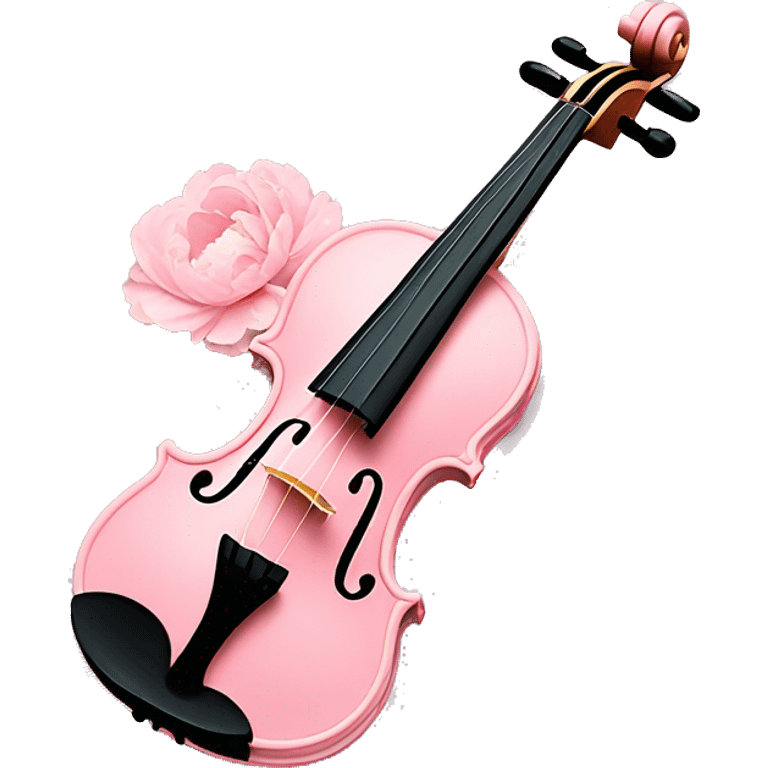 soft pastel pink violin with peonies and glitter emoji