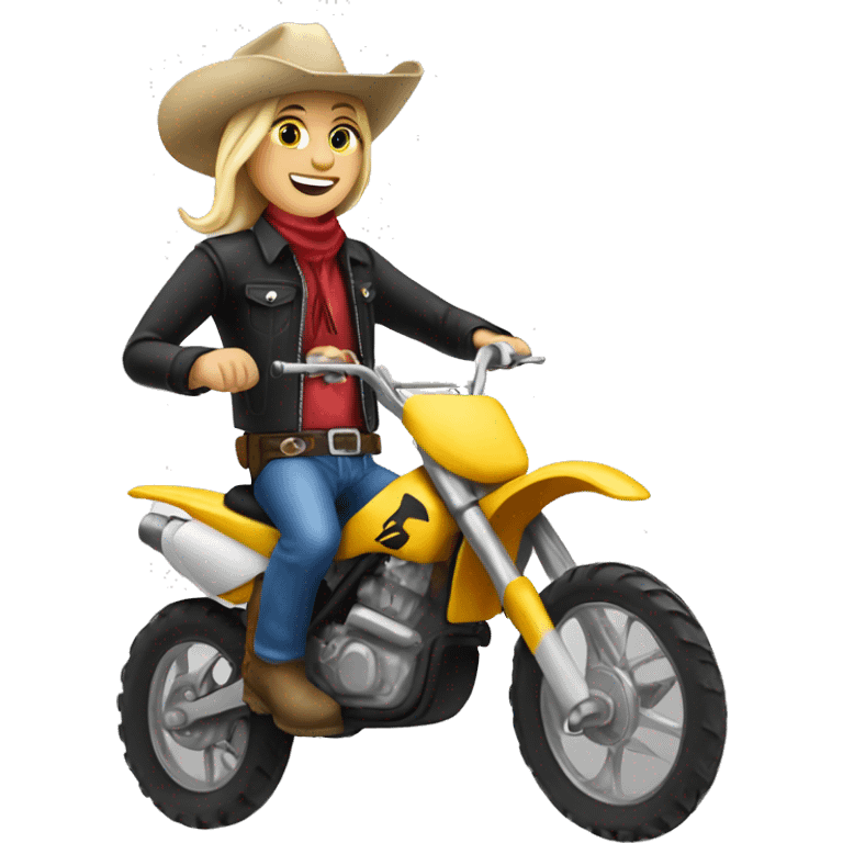 a blonde cowboy on a dirtbike emoji