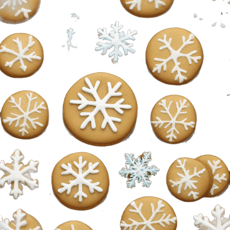 Christmas brown and white cookies with snowflakes emoji