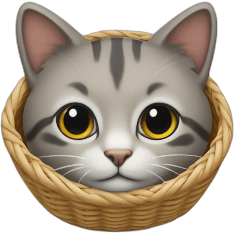 Un chat dans un panier emoji