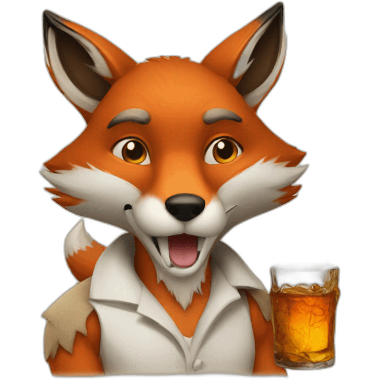 Fox with cigarette and whiskey  emoji