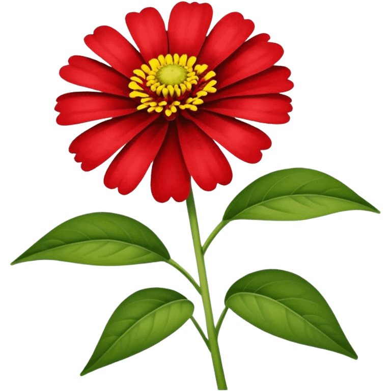 single red Yellow Zinnia, straight stem emoji