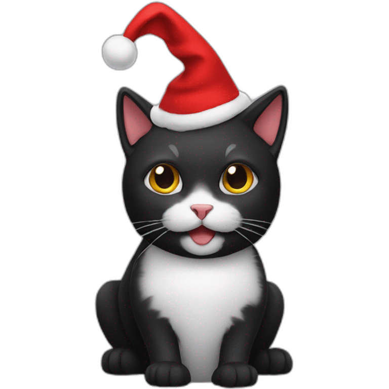 black cat with christmas hat emoji