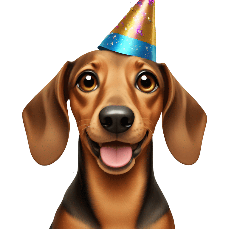 Dachshund wearing New Year's Eve party hat emoji